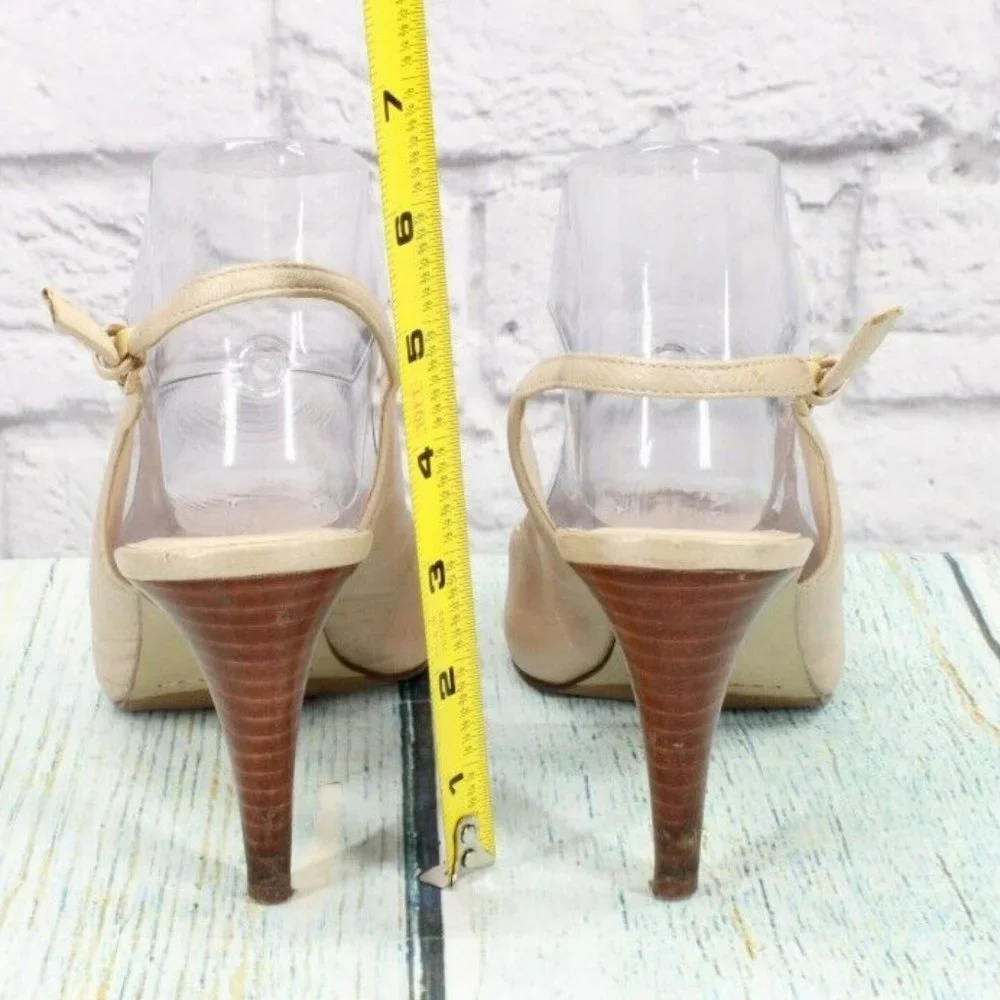 Cole Haan Cream Leather Peep Toe High Stilettos Pump Shoes Size 8.5 B - Picture 6 of 9